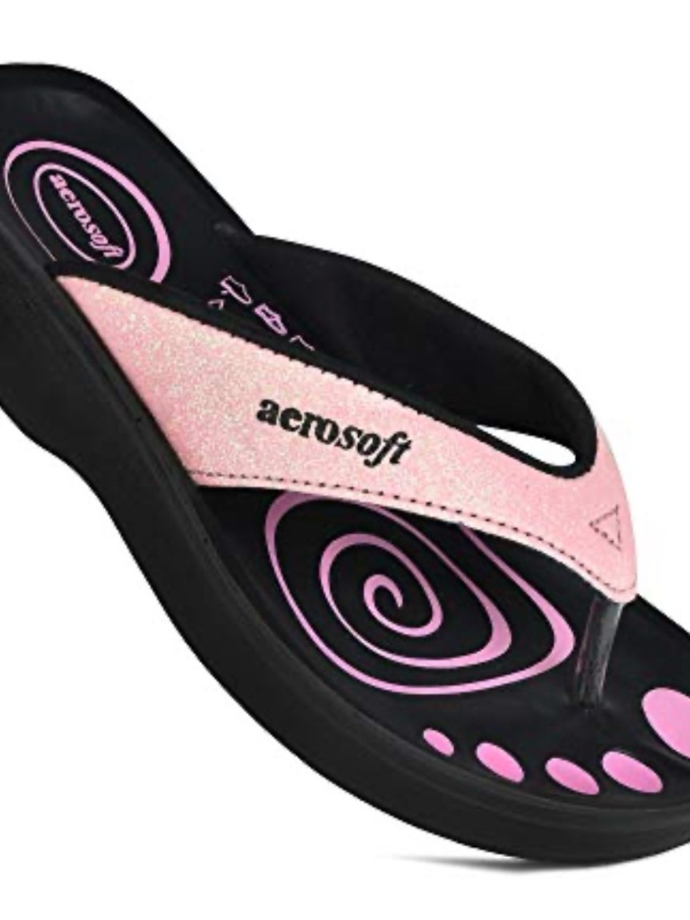NIB Aerosoft Gliteratti Pink Glitter Orthotic Flip Flops Women’s 9 EUR 40